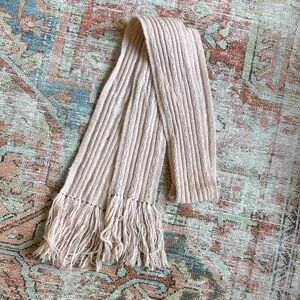 Pink Knit Scarf with Fringe